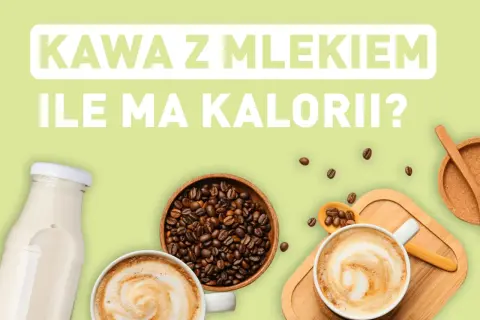 Kawa z mlekiem, ziarna kawy, mleko w butelce i dwie filiżanki kawy latte.